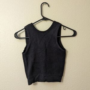 Black Knit Crop Top with Cut Out Back